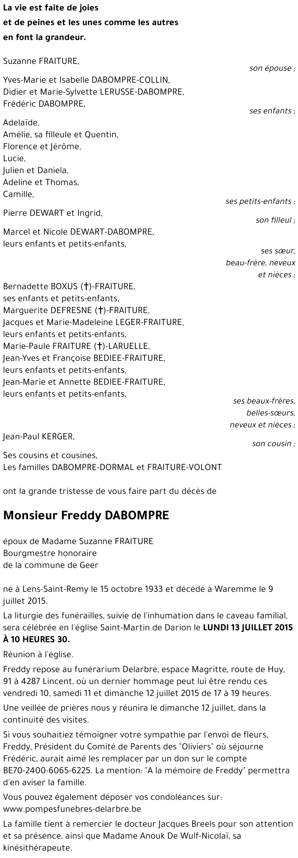 Freddy DABOMPRE