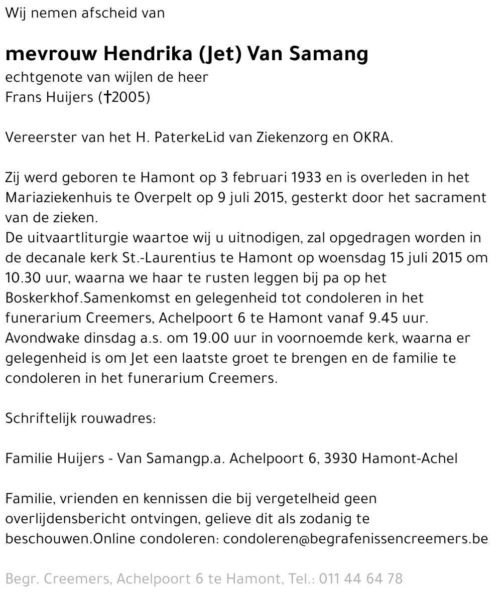 Hendrika Van Samang