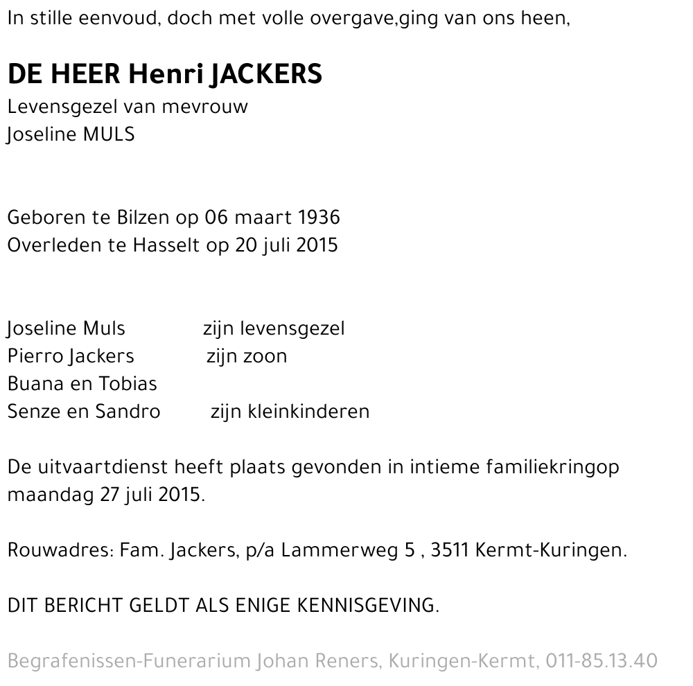 Henri JACKERS