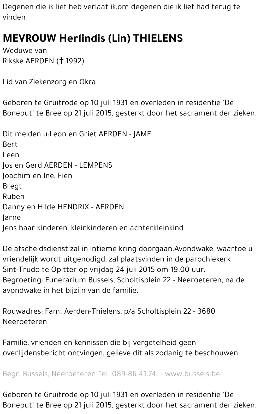 Herlindis (Lin) THIELENS