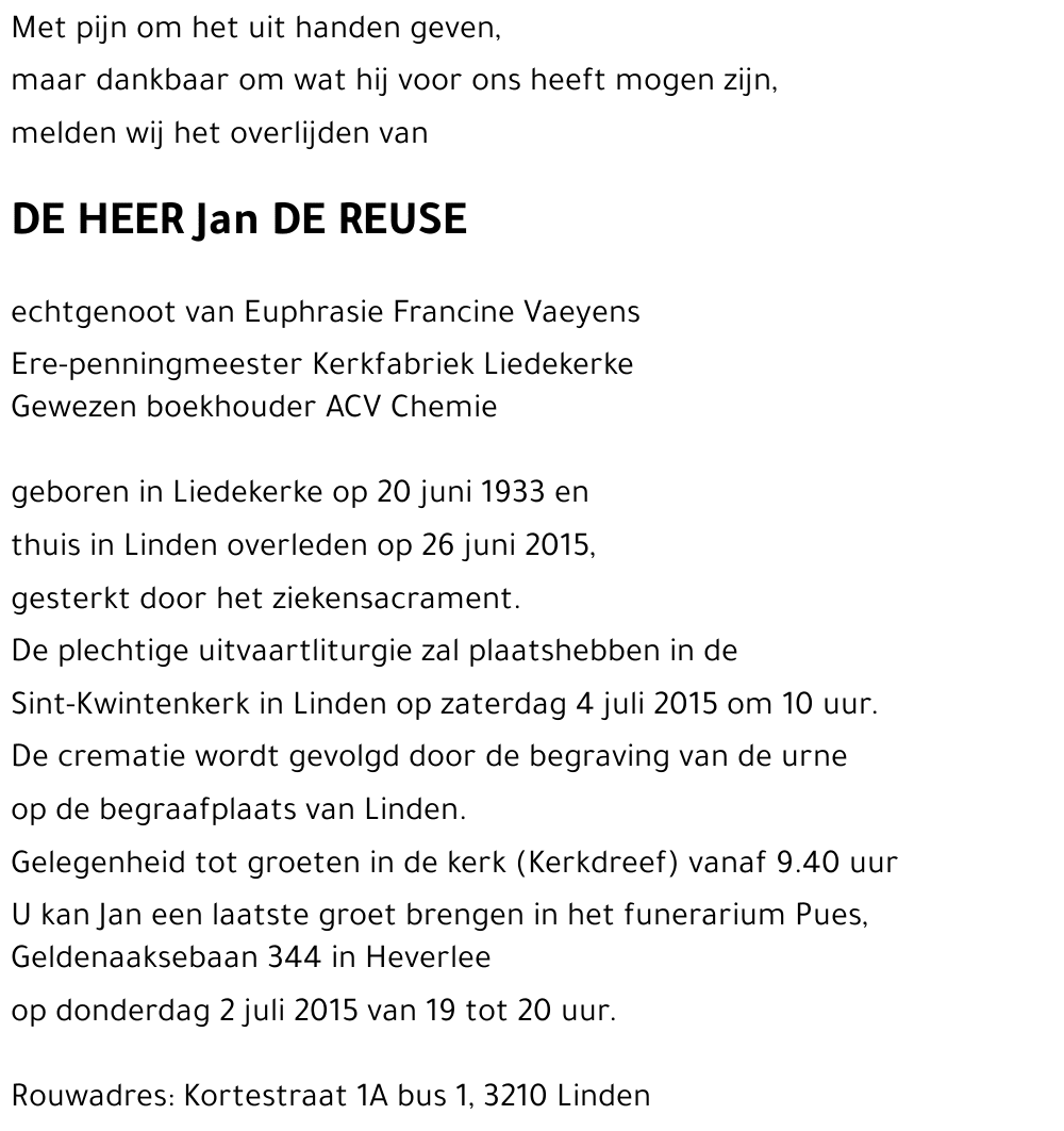Jan DE REUSE