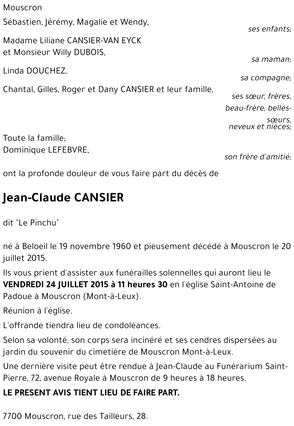 Jean-Claude CANSIER