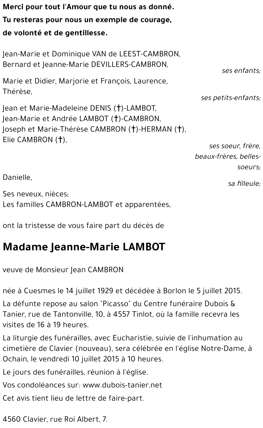 Jeanne-Marie LAMBOT