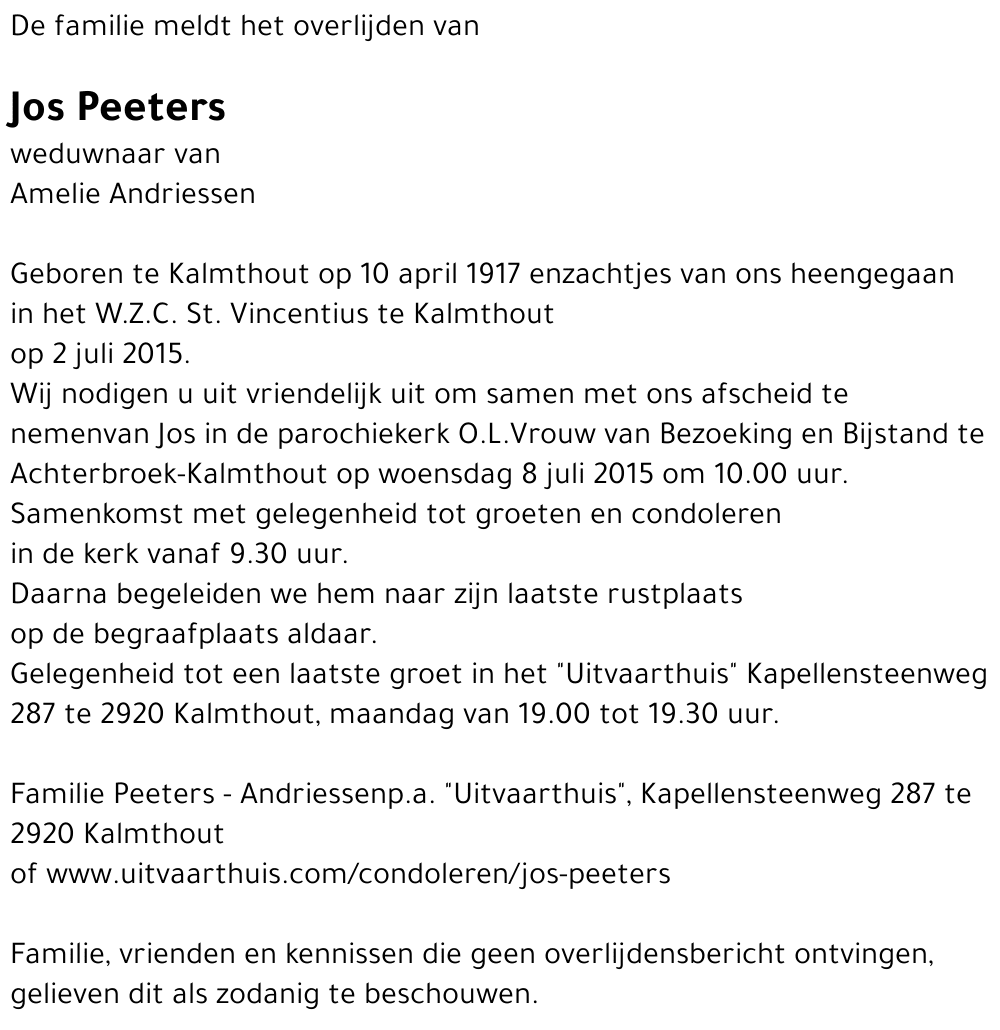 Jos PEETERS