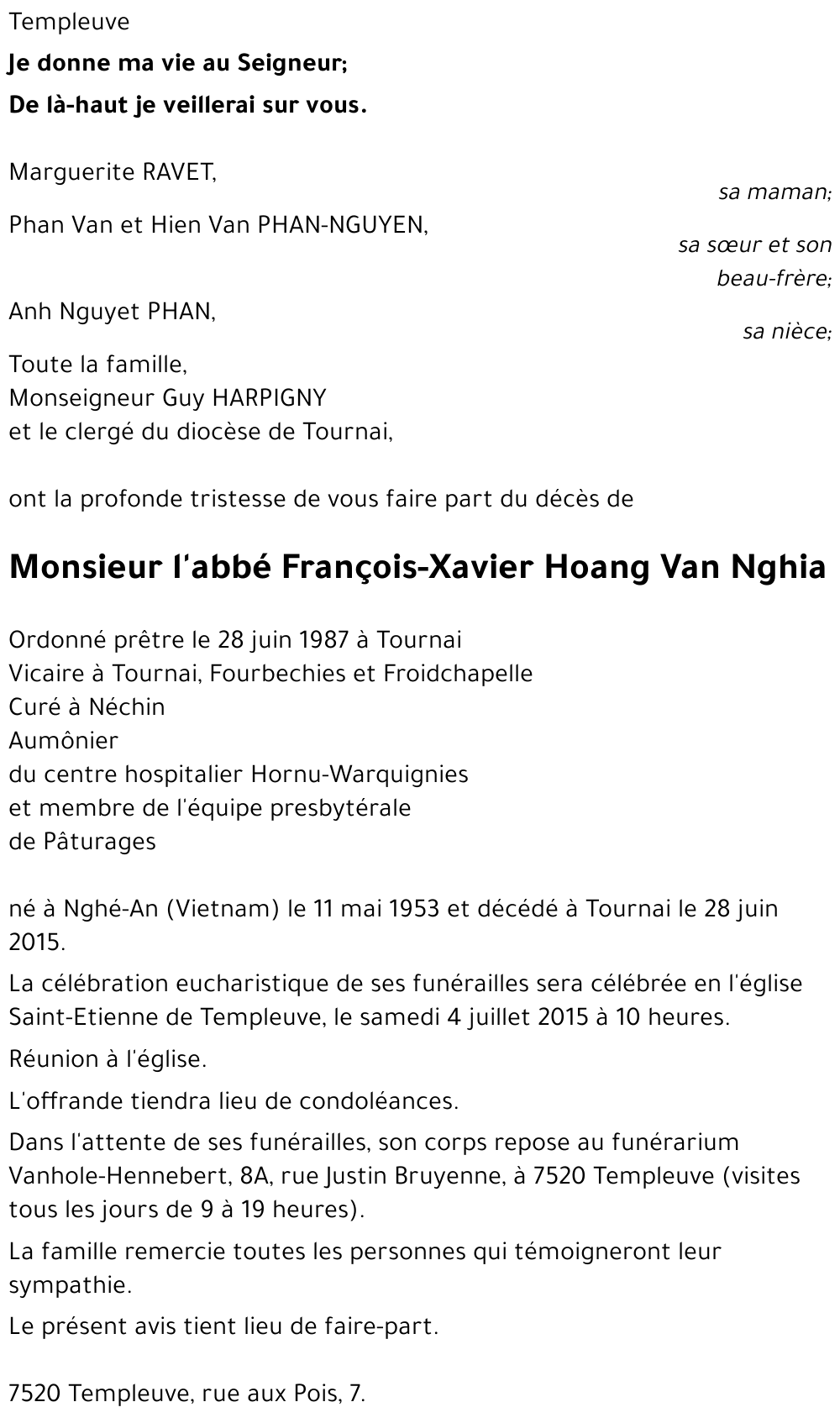 l'abbé François-Xavier Hoang Van Nghia