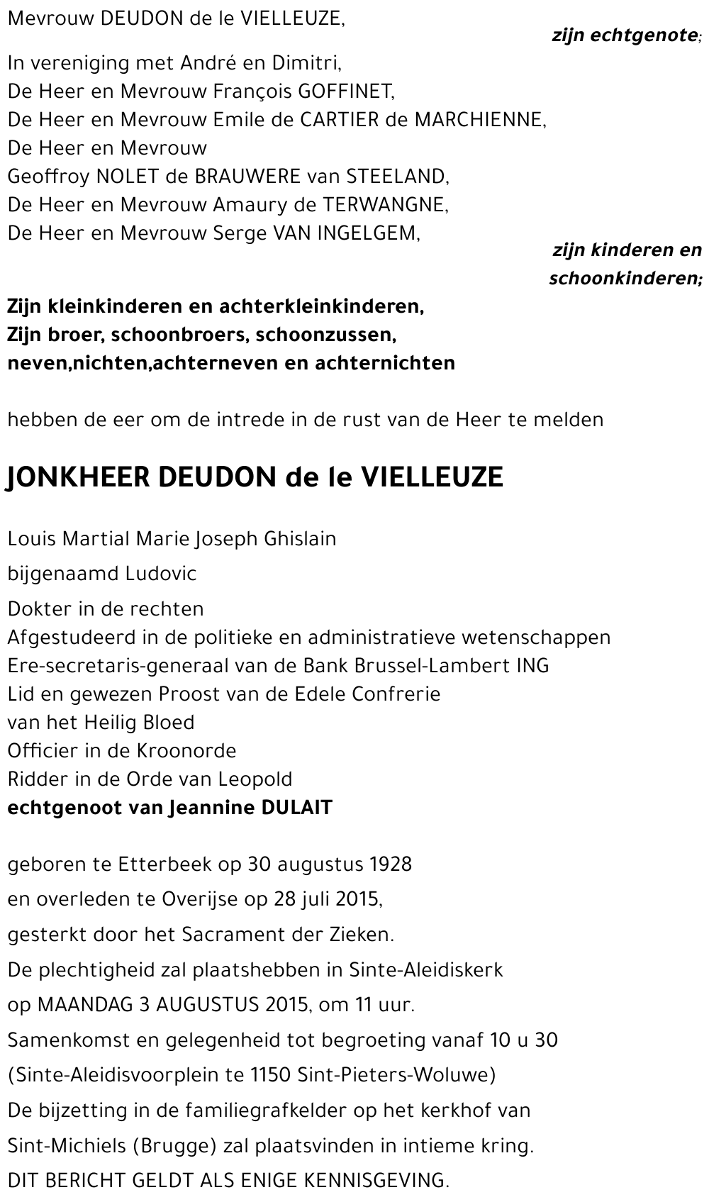 Louis DEUDON de le VIELLEUZE