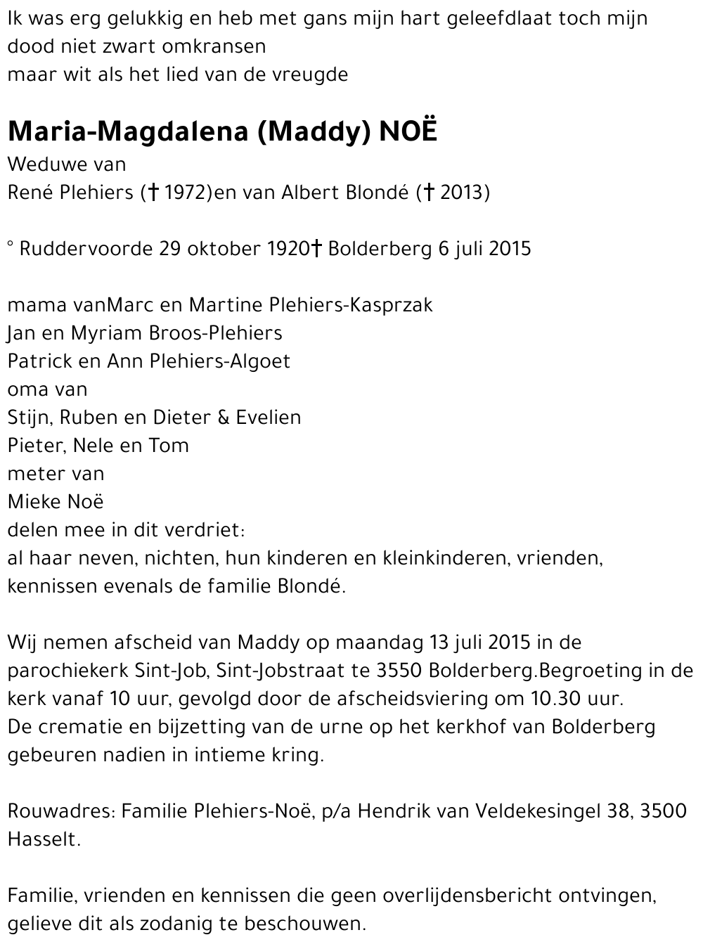 Maria-Magdalena (Maddy) Noë