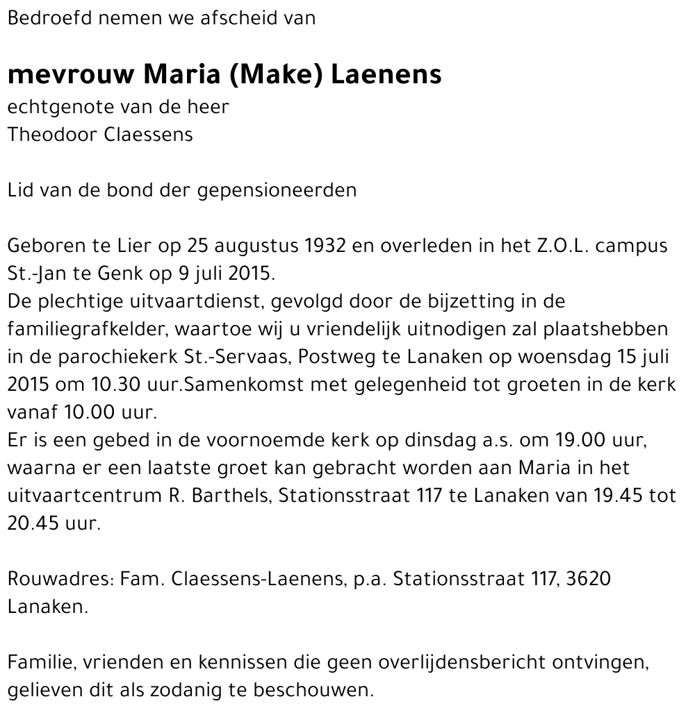 Maria (Make) Laenens