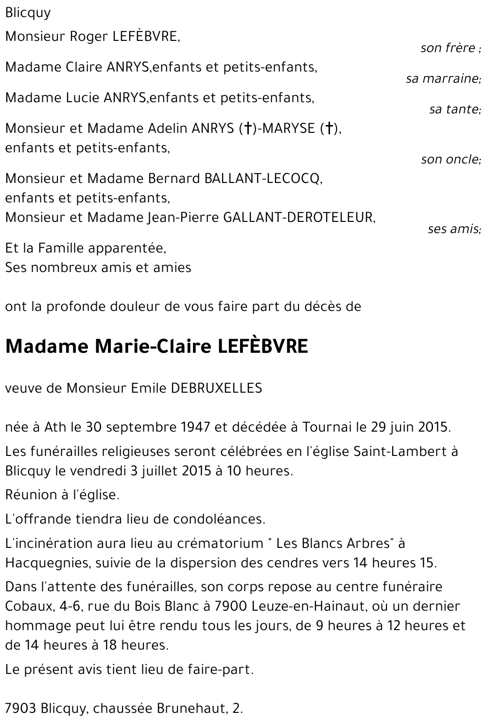 Marie-Claire Lefèbvre