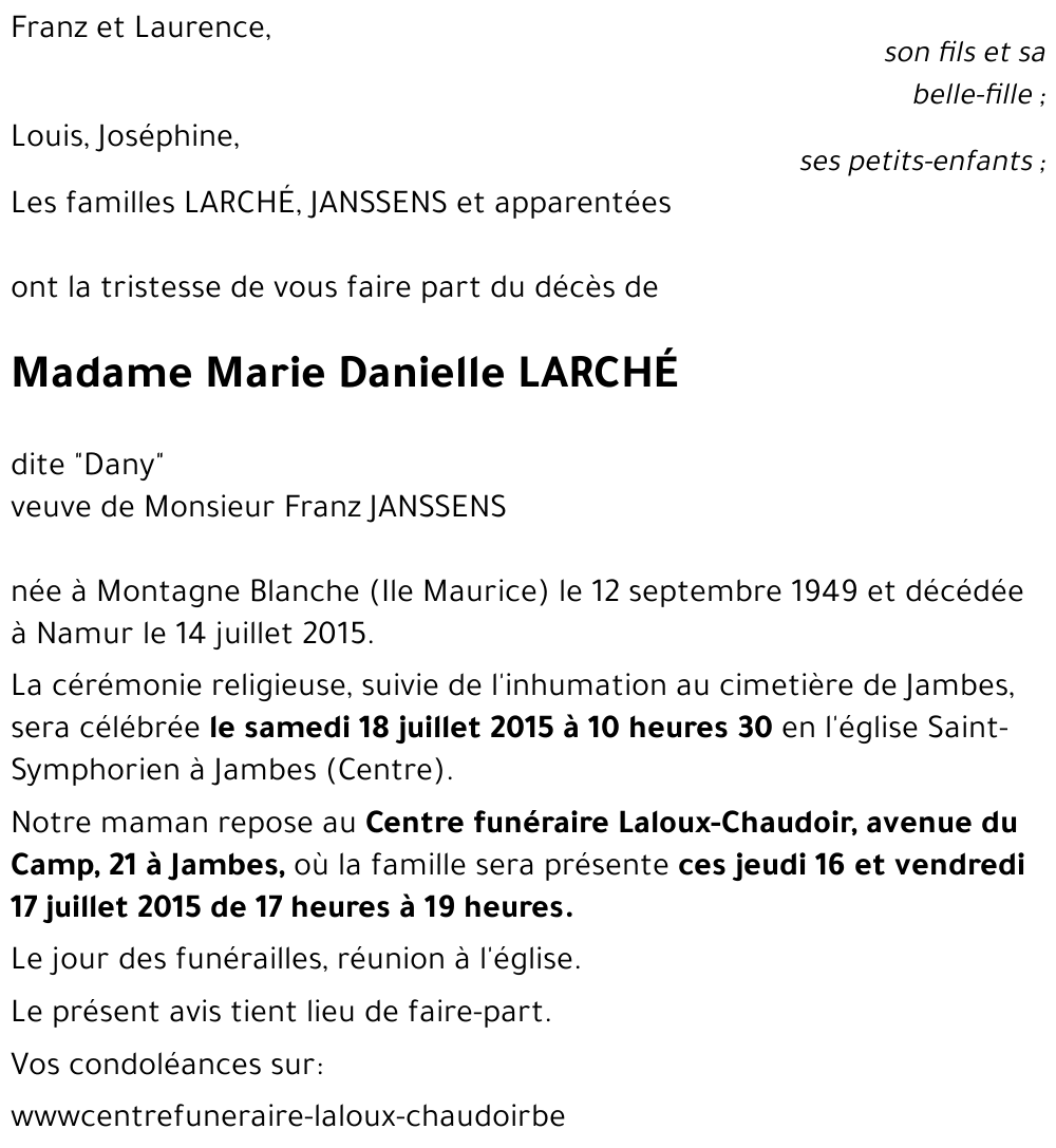 Marie Danielle LARCHÉ