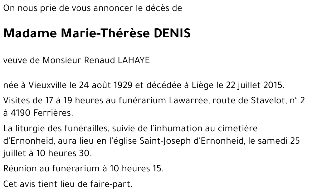 Marie-Thérèse DENIS