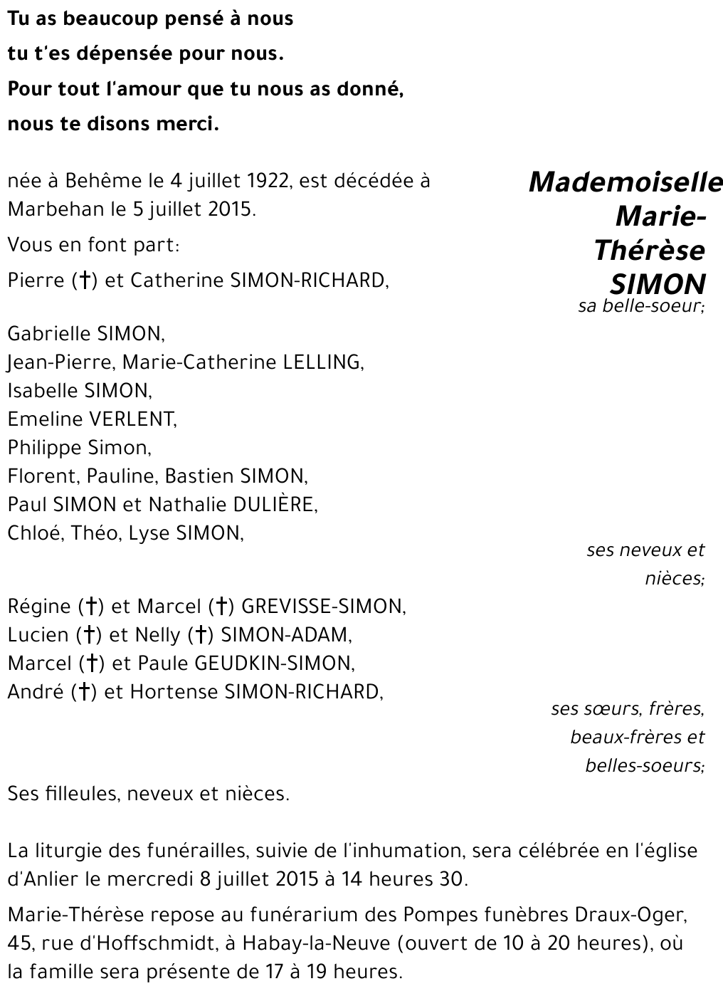 Marie-Thérèse SIMON