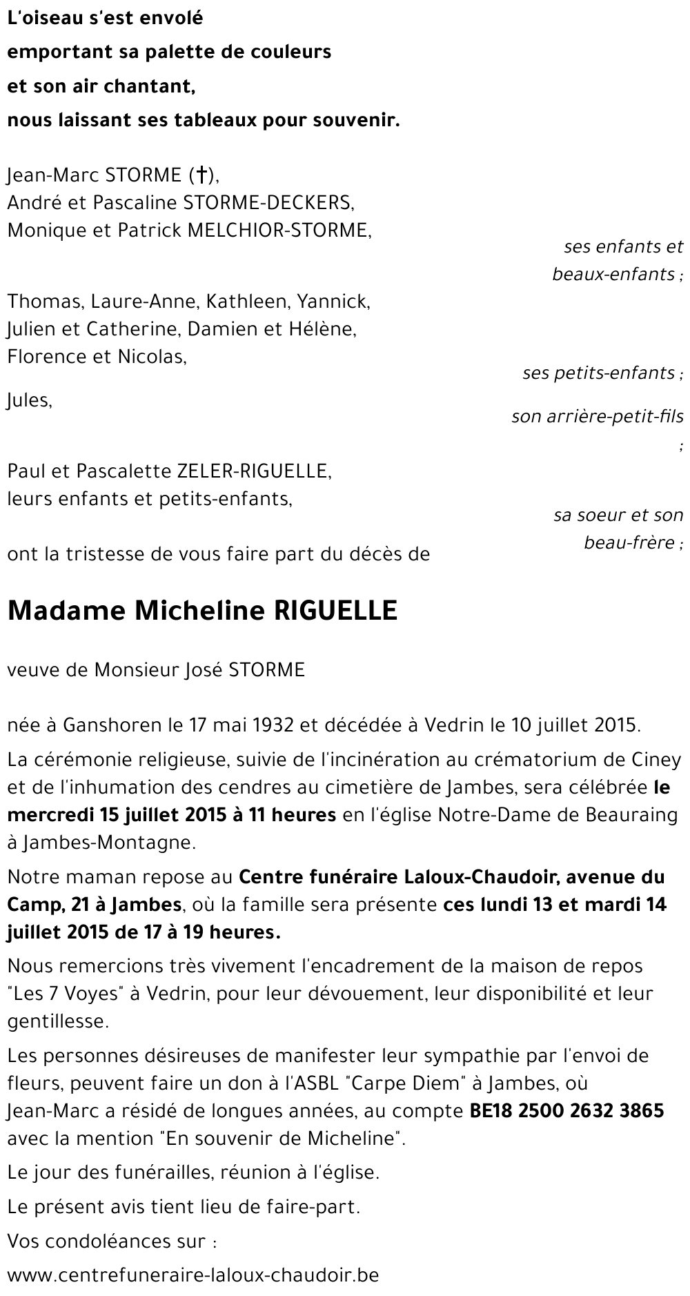Micheline RIGUELLE