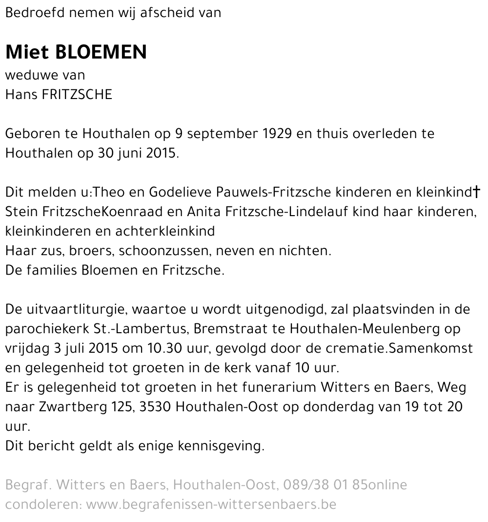 Miet Bloemen