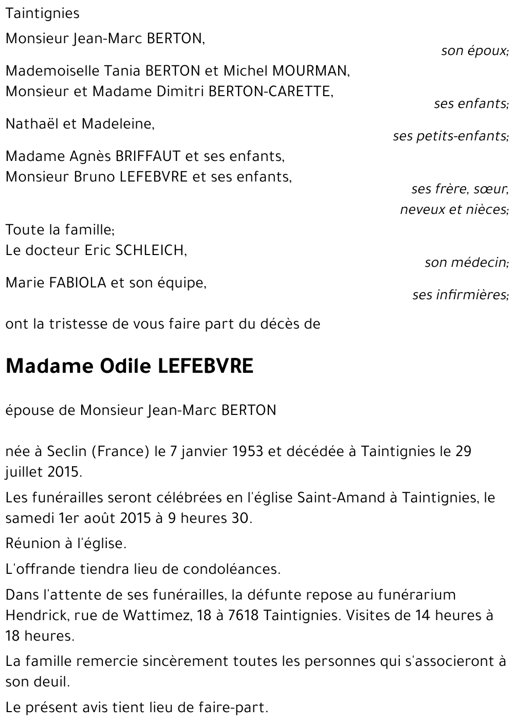 Odile LEFEBVRE