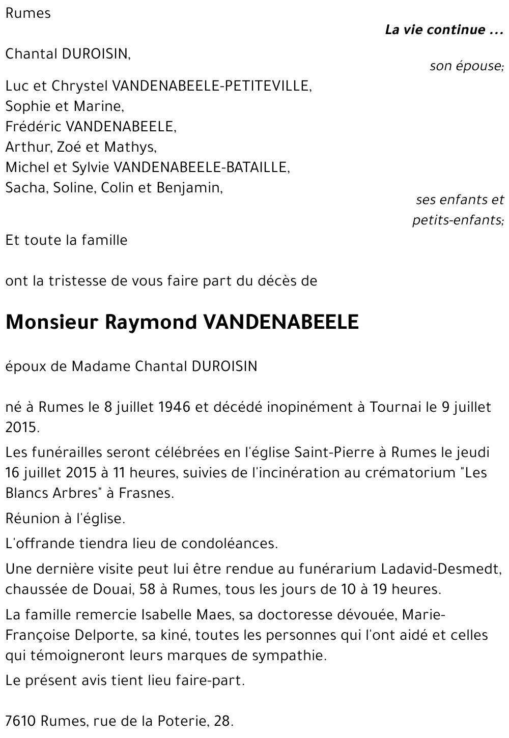 Raymond VANDENABEELE