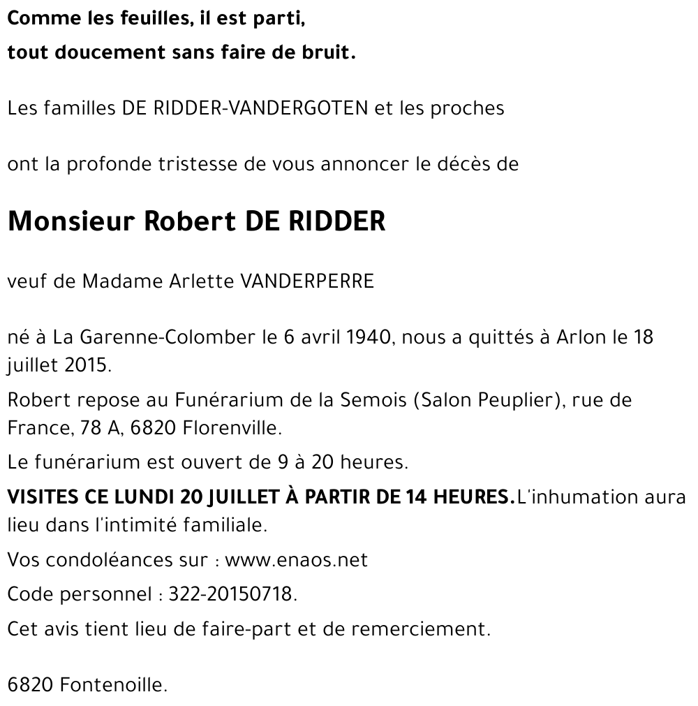 Robert DE RIDDER
