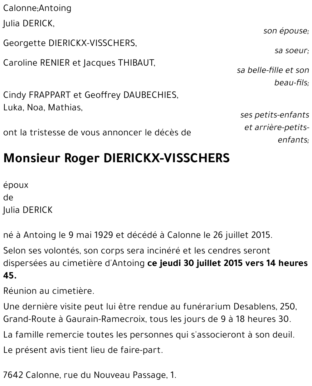 Roger DIERICKX-VISSCHERS