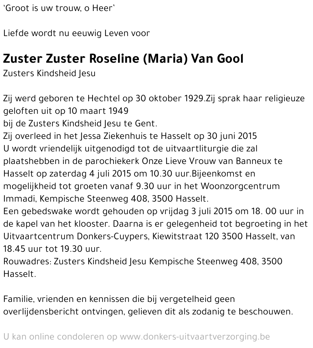 Roseline (Maria) VAN GOOL