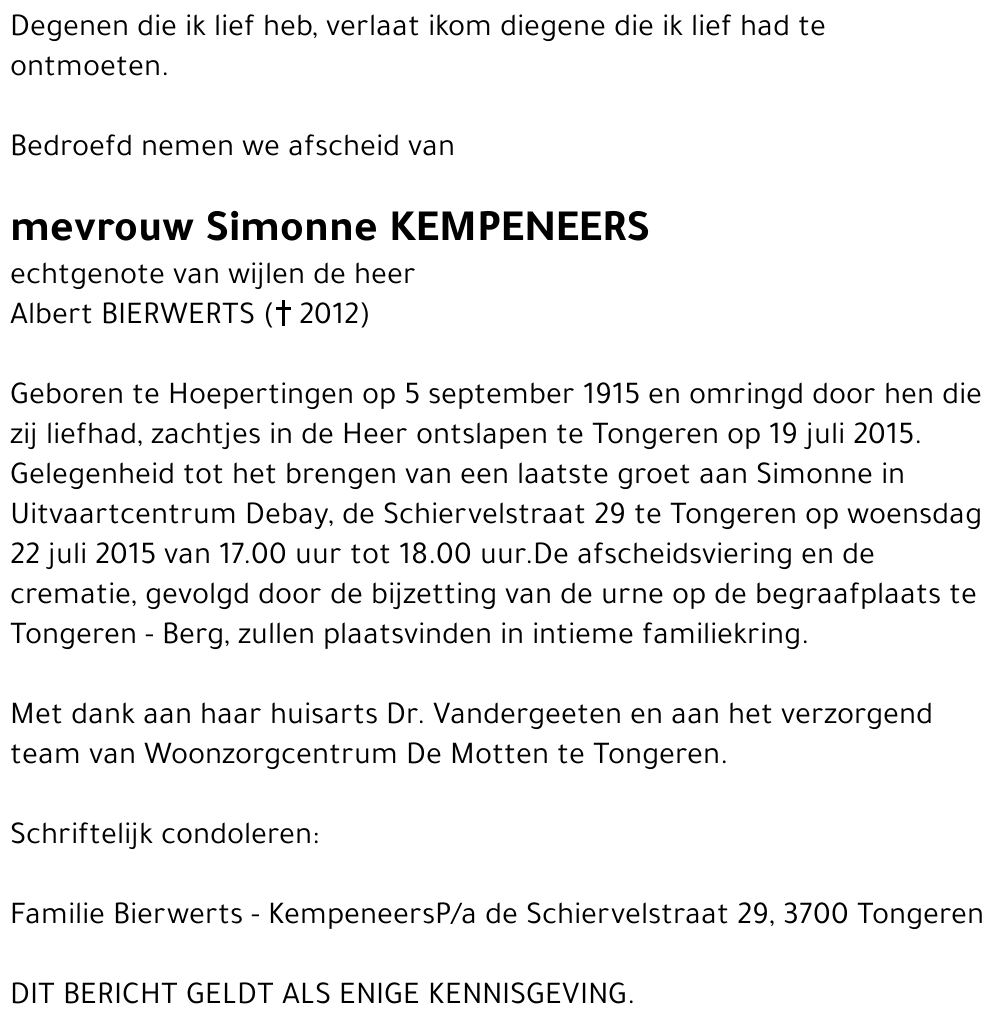 Simonne KEMPENEERS