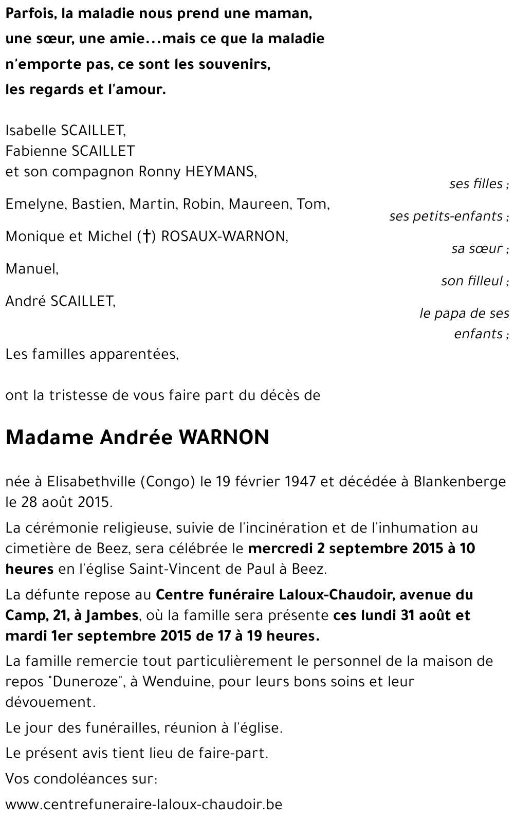 Andrée WARNON