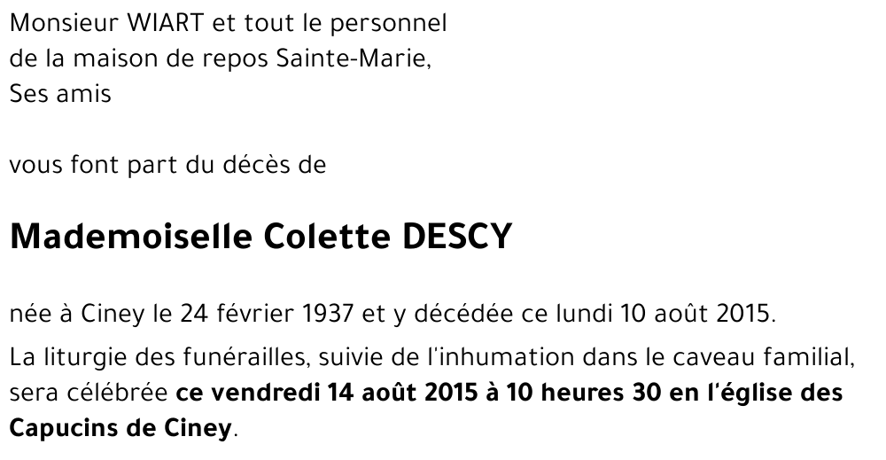 Colette DESCY