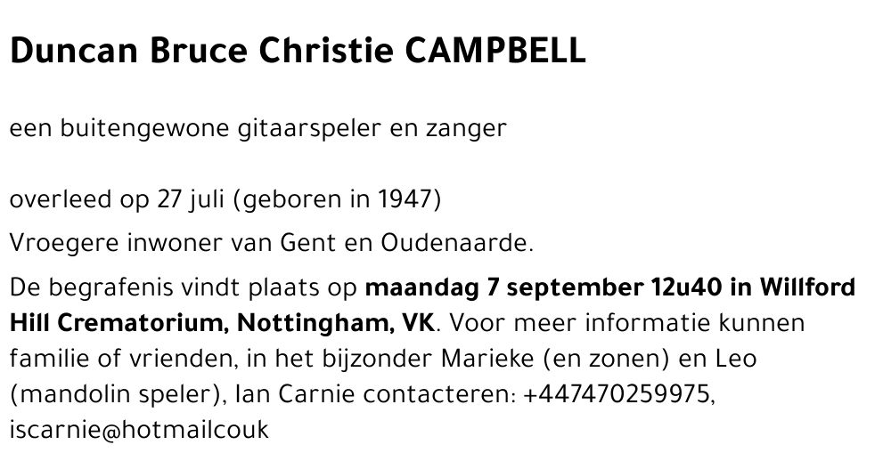 Duncan, Bruce Christie CAMPBELL