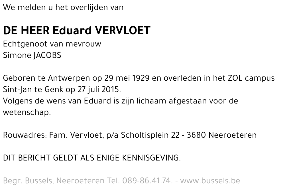 Eduard VERVLOET