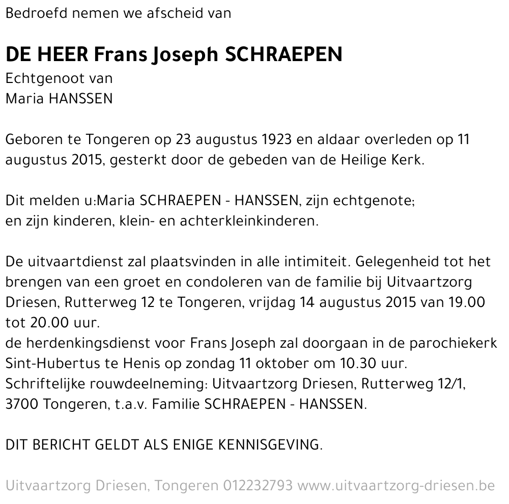 Frans Joseph Schraepen