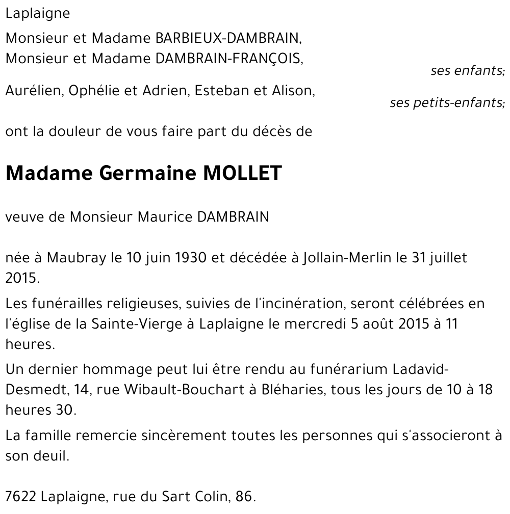 Germaine MOLLET