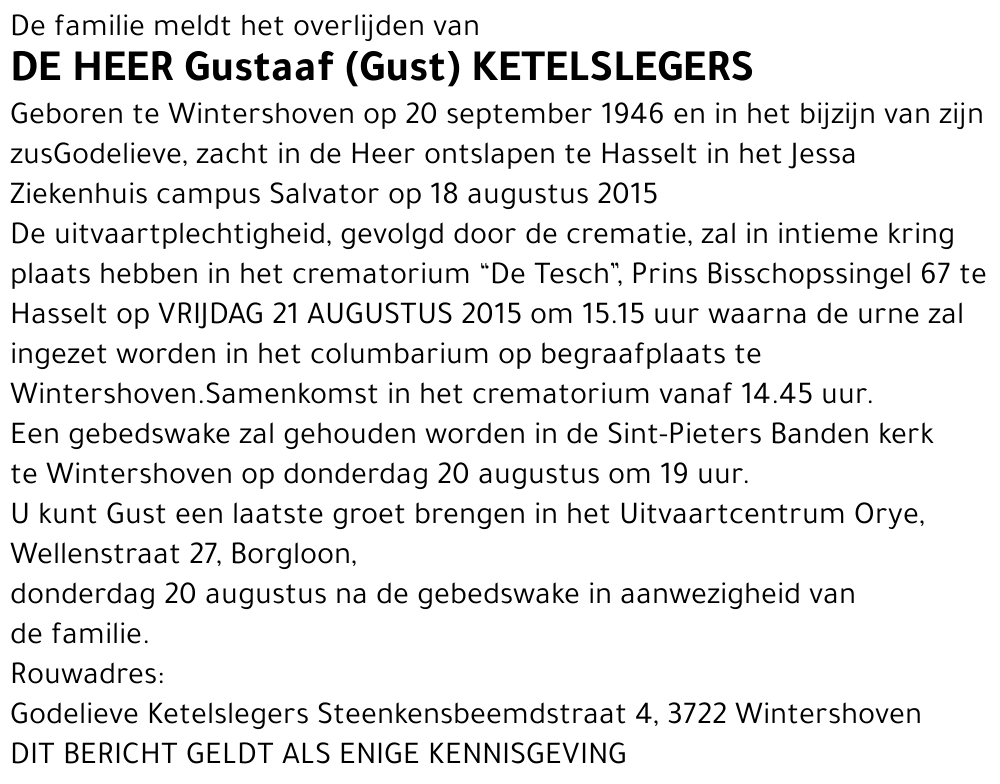 Gustaaf KETELSLEGERS