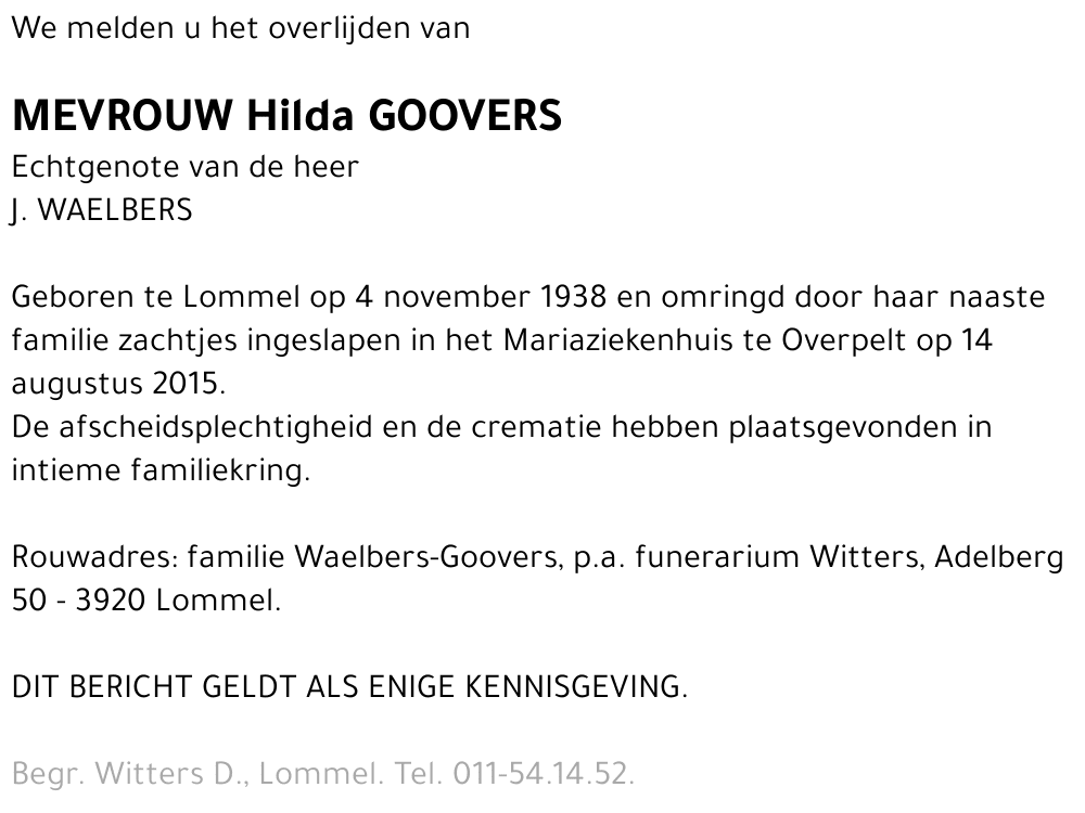 Hilda Goovers
