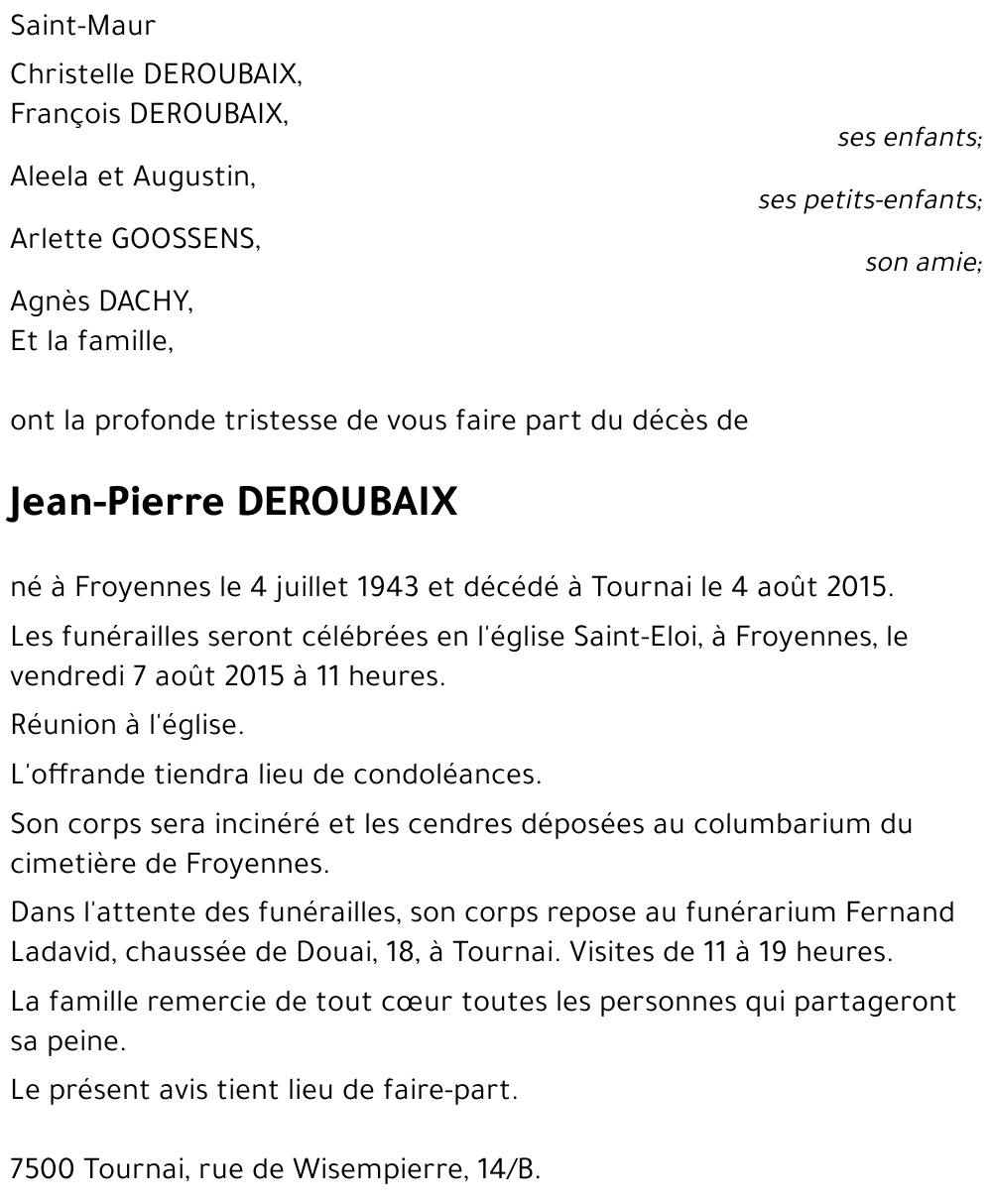 Jean-Pierre DEROUBAIX