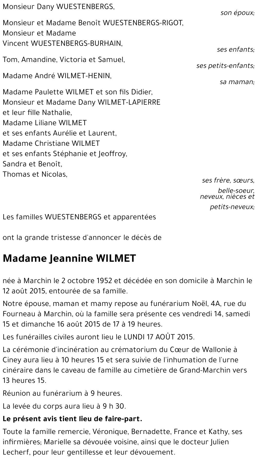 Jeannine WILMET