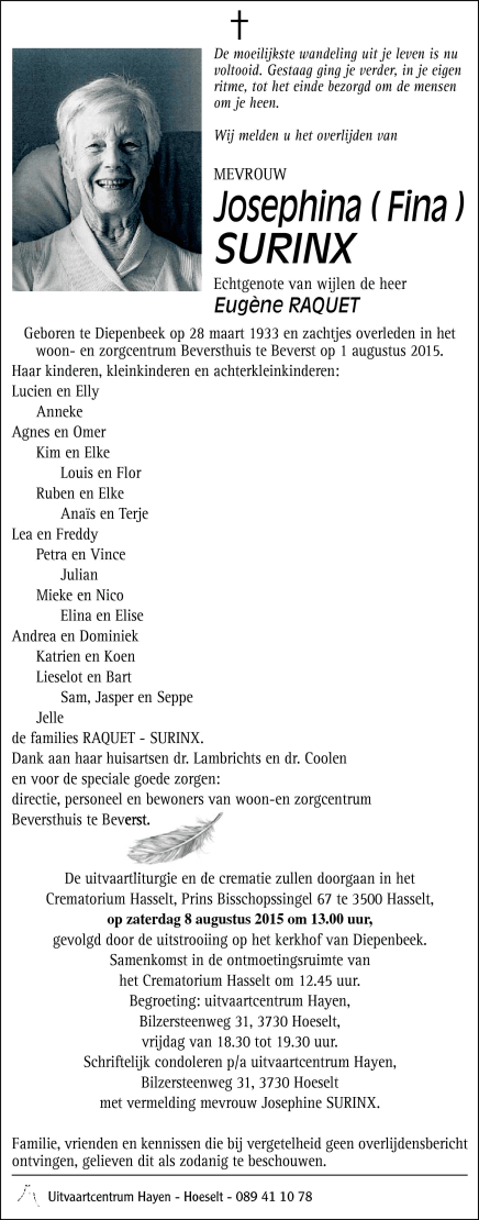 Josephina ( Fina ) SURINX