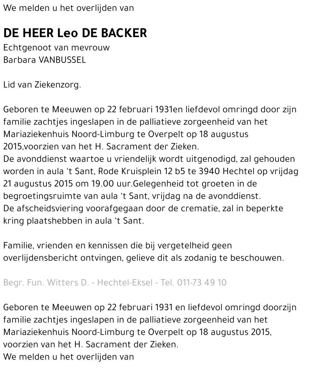 Leo De Backer