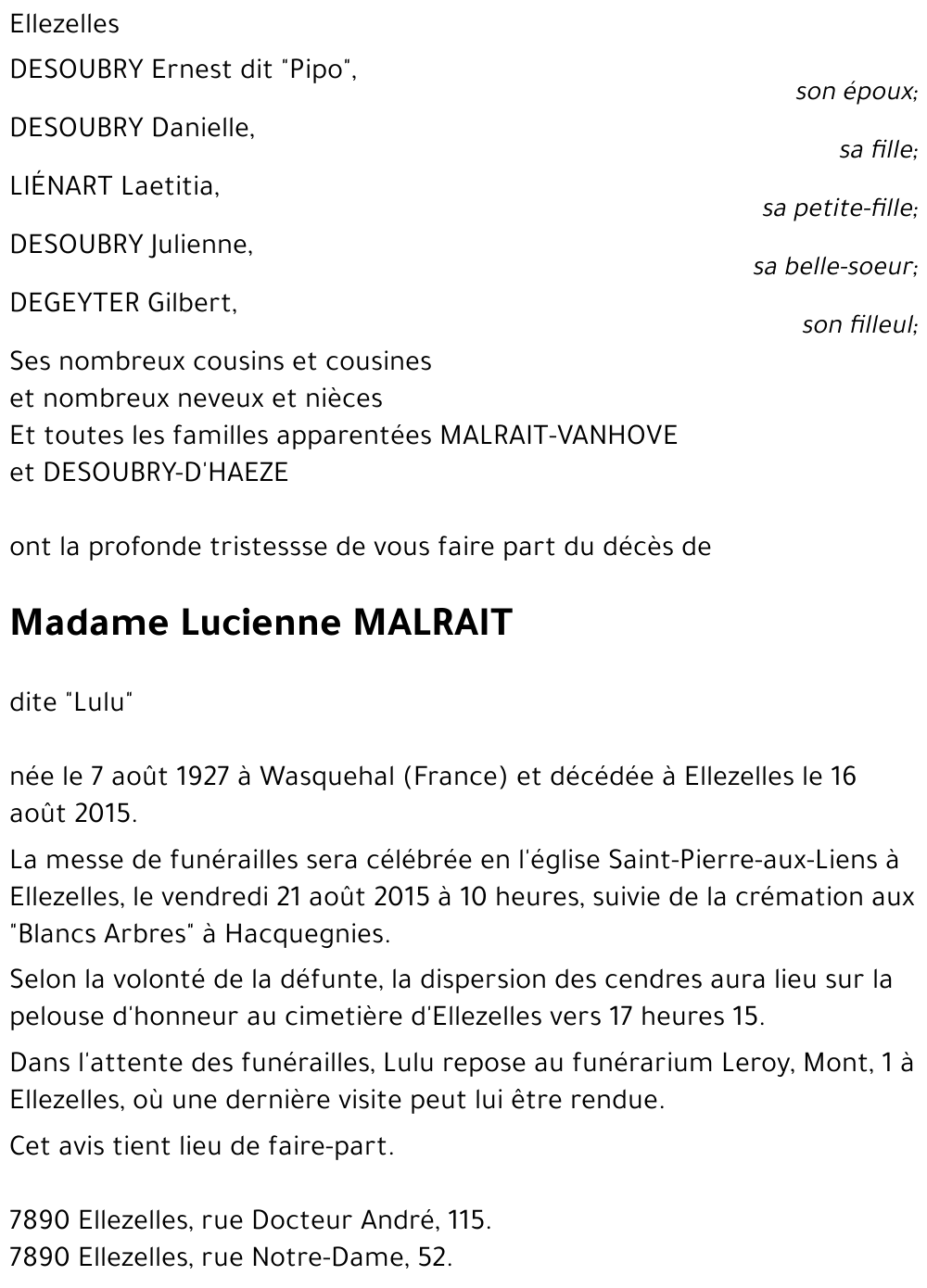 Lucienne MALRAIT