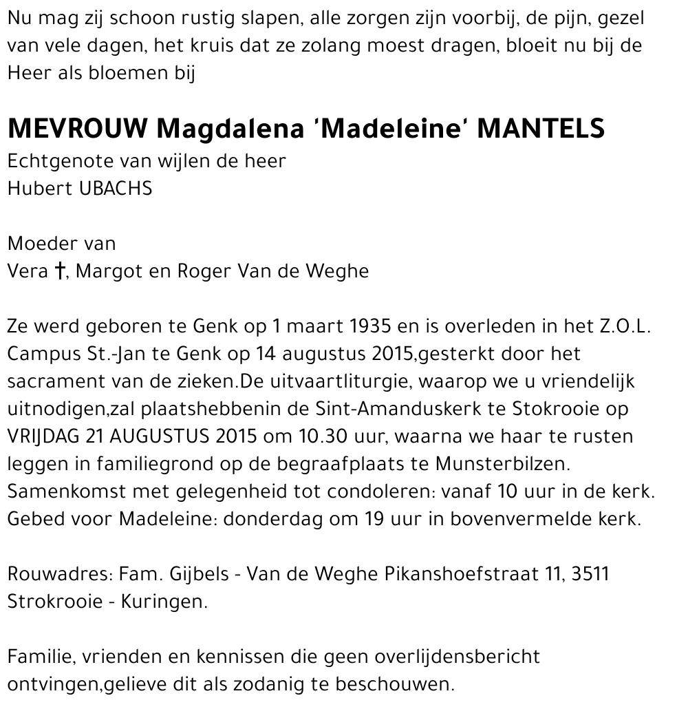 Magdalena 'Madeleine' Mantels