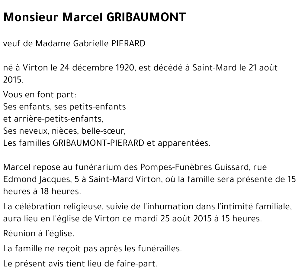 Marcel GRIBAUMONT