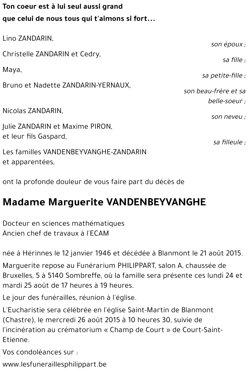 Marguerite VANDENBEYVANGHE