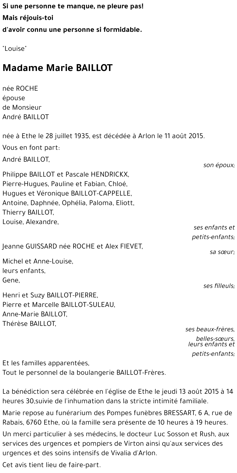 Marie BAILLOT née ROCHE 