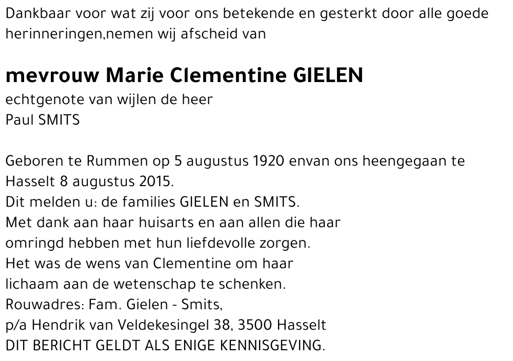 Marie Clementine GIELEN