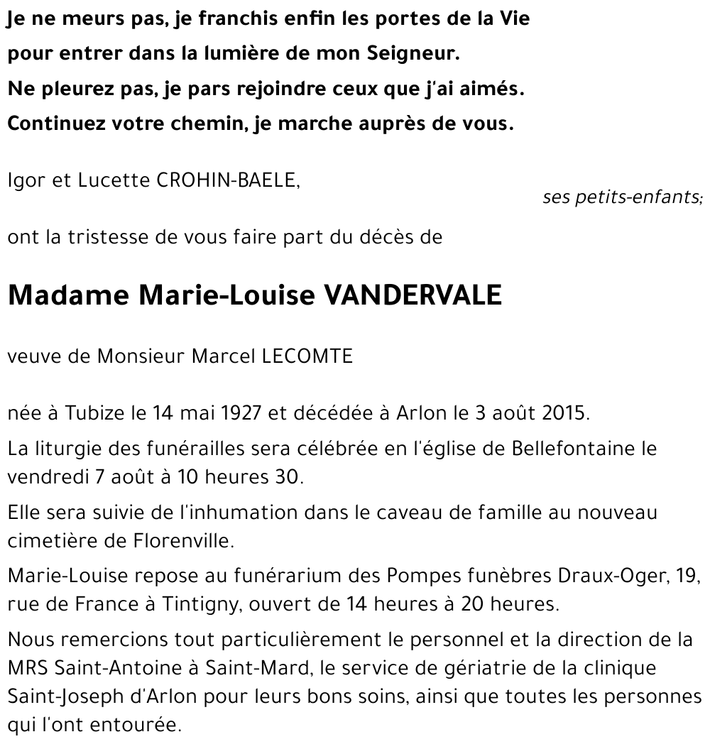 Marie-Louise VANDERVALE