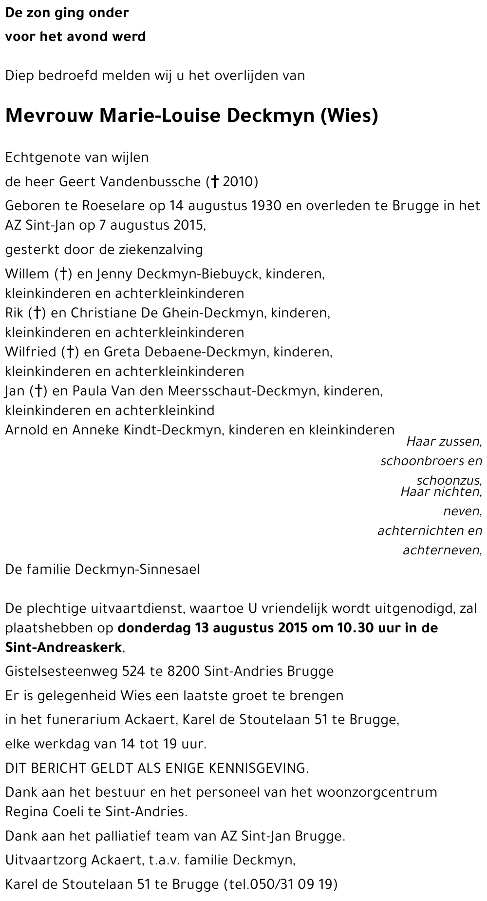 Marie-Louise (Wies) Deckmyn