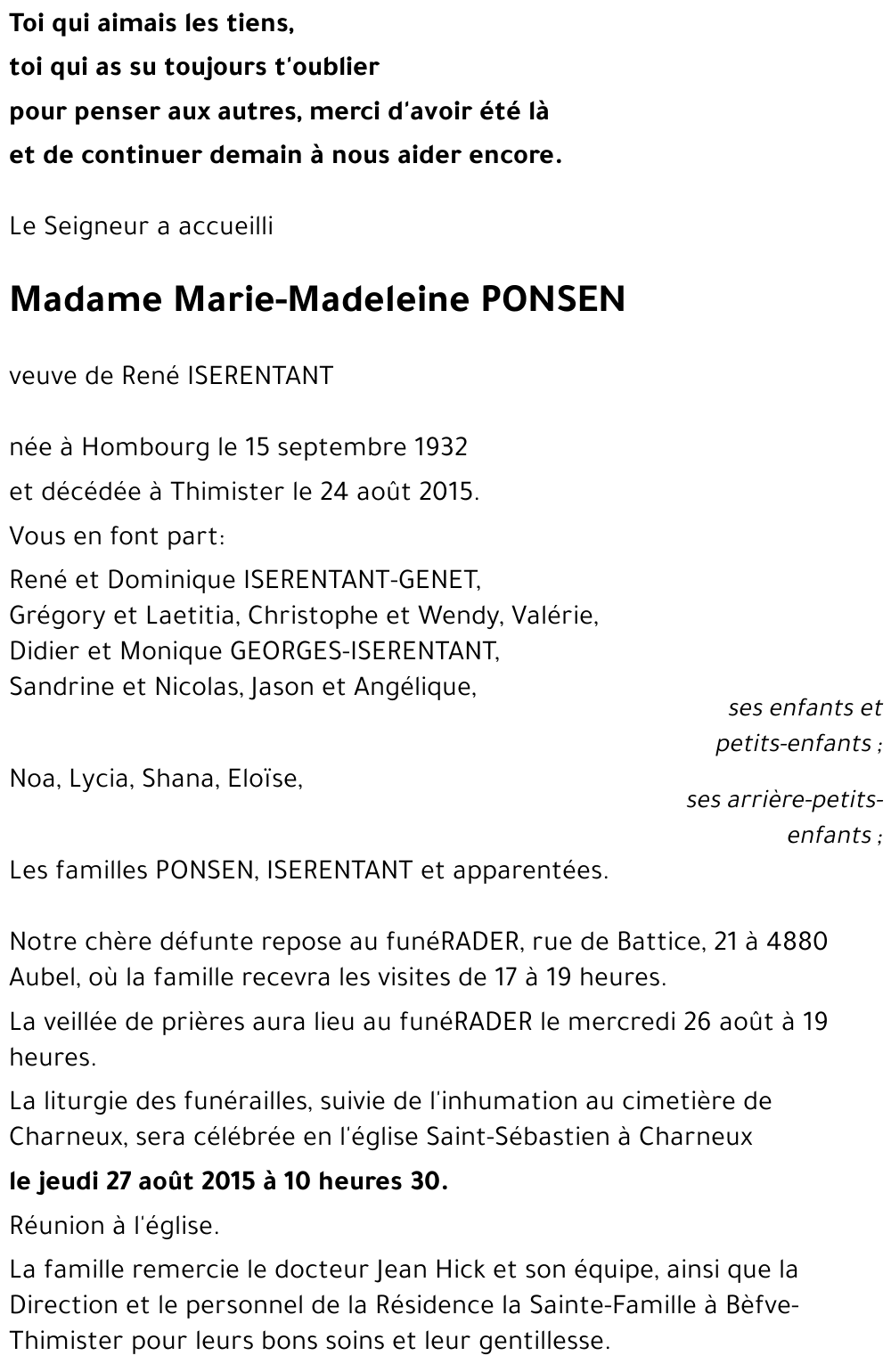 Marie-Madeleine PONSEN