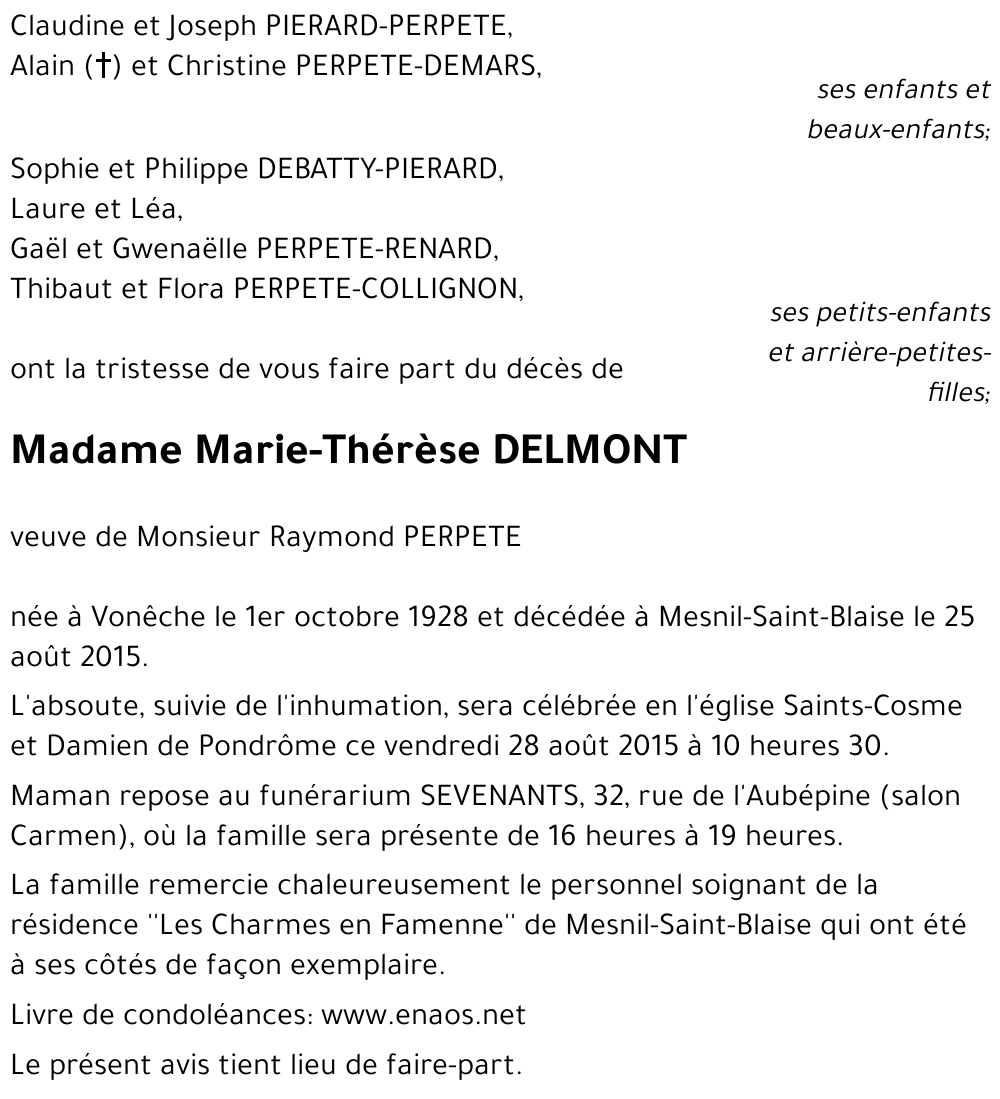Marie-Thérèse DELMONT