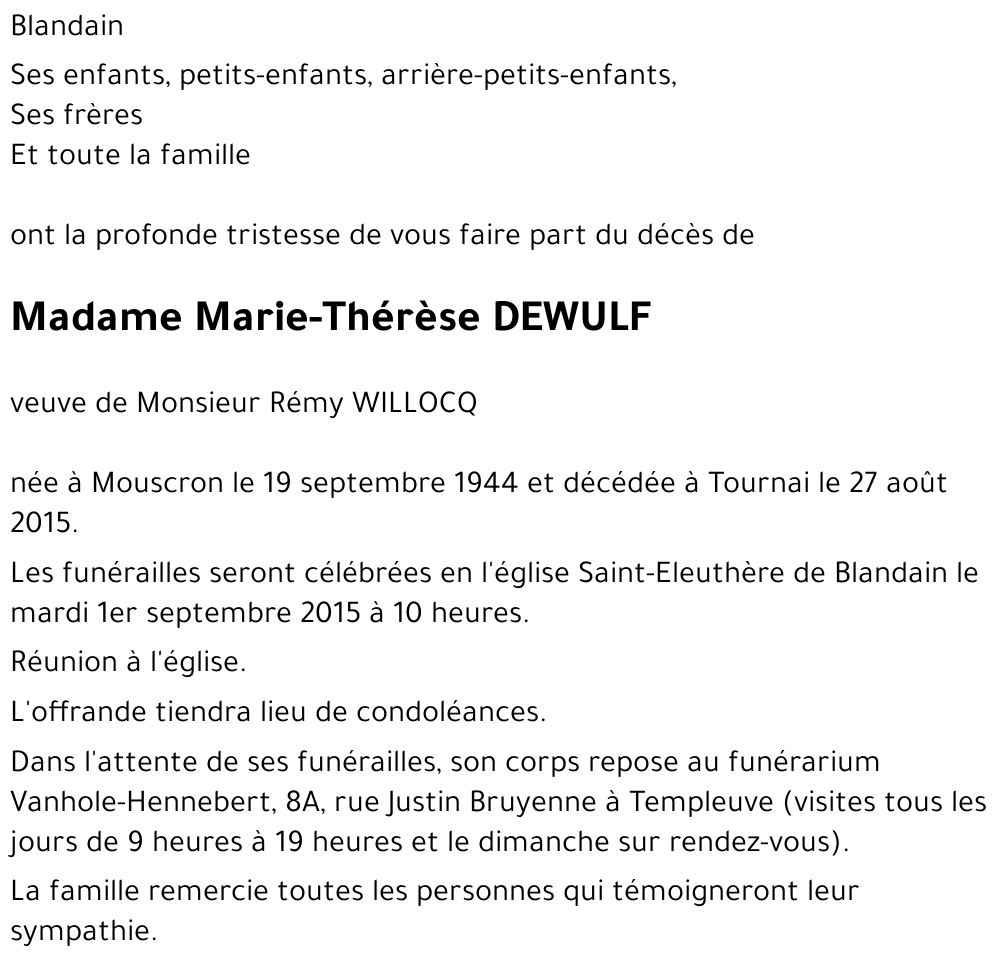 Marie-Thérèse DEWULF