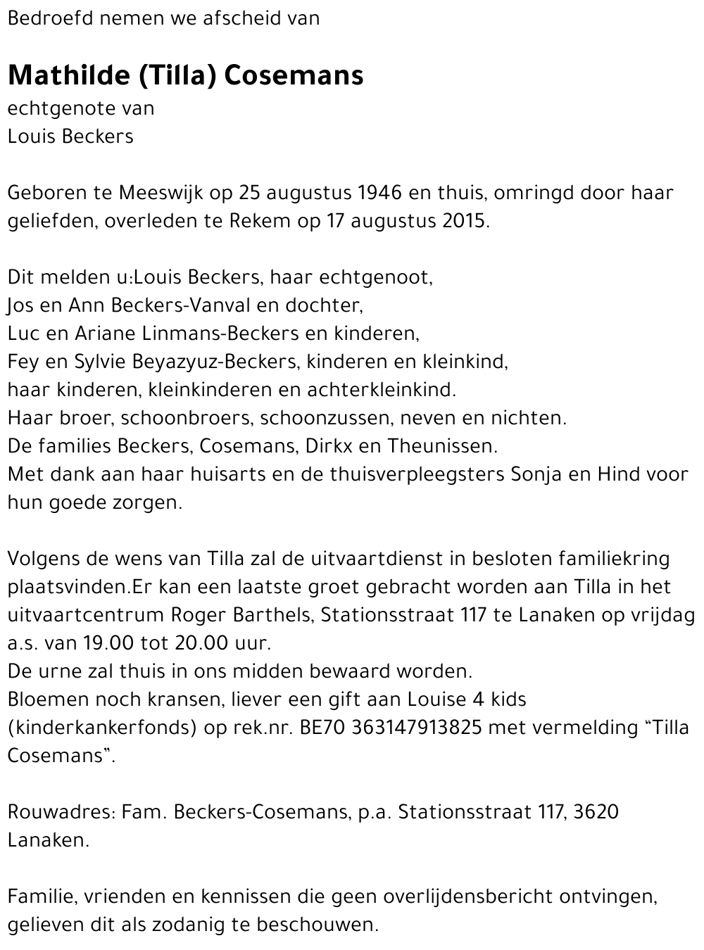 Mathilde (Tilla) Cosemans