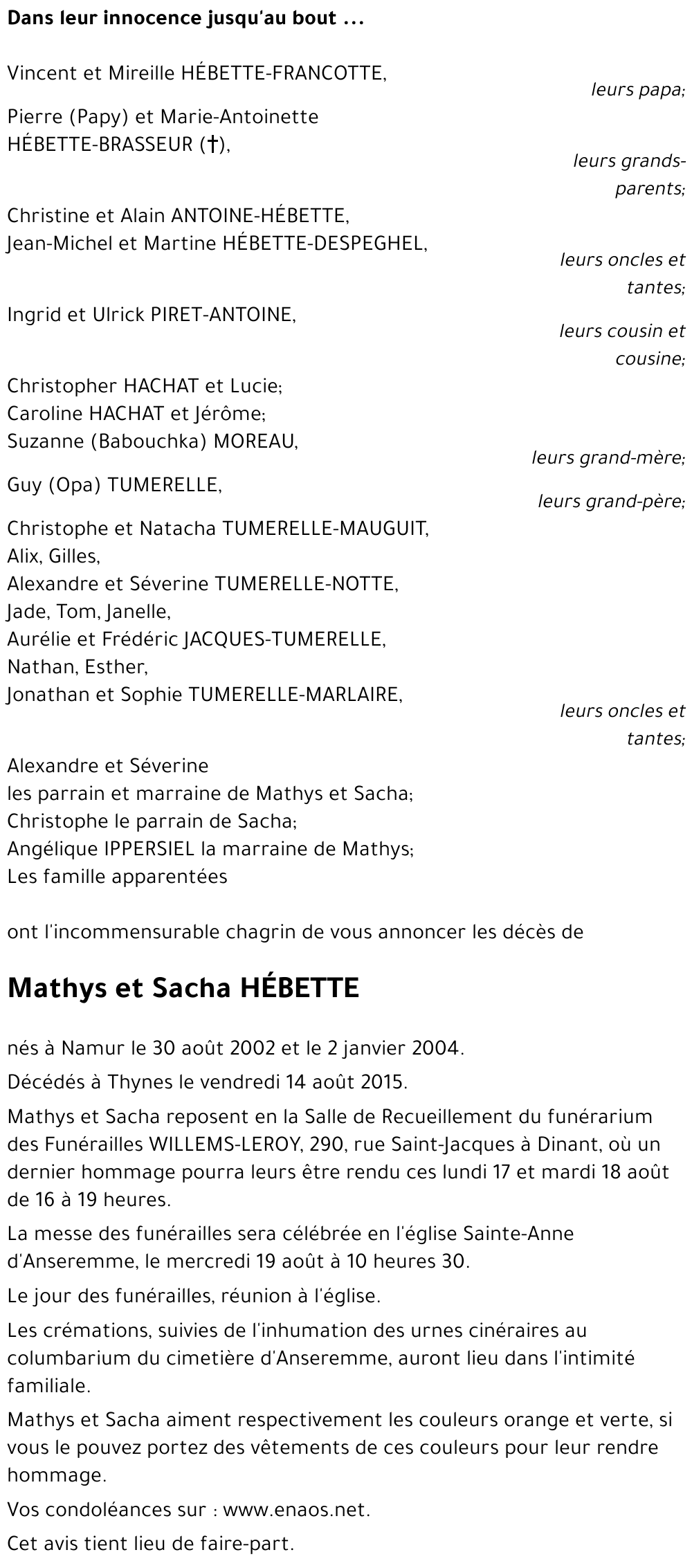 Mathys et Sacha HÉBETTE