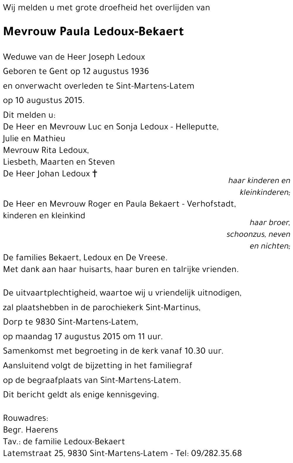 Paula Ledoux-Bekaert